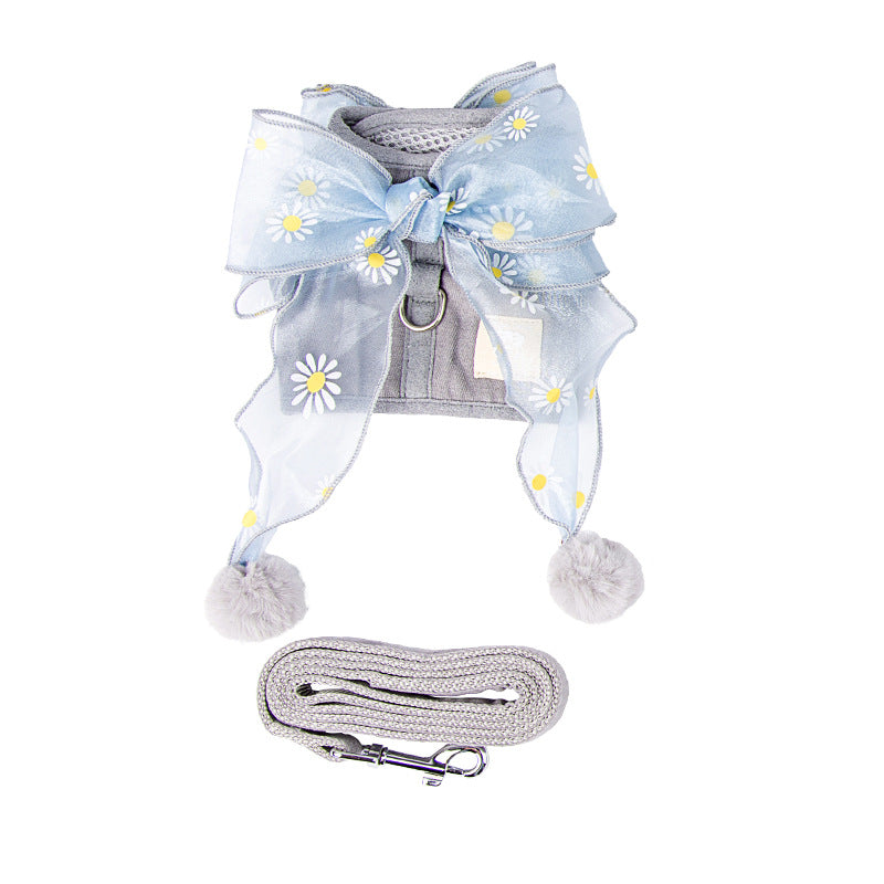 KFX-8076733 Breathable Nylon Cat Chest Strap in Fairy Blue, Gray, and Pink