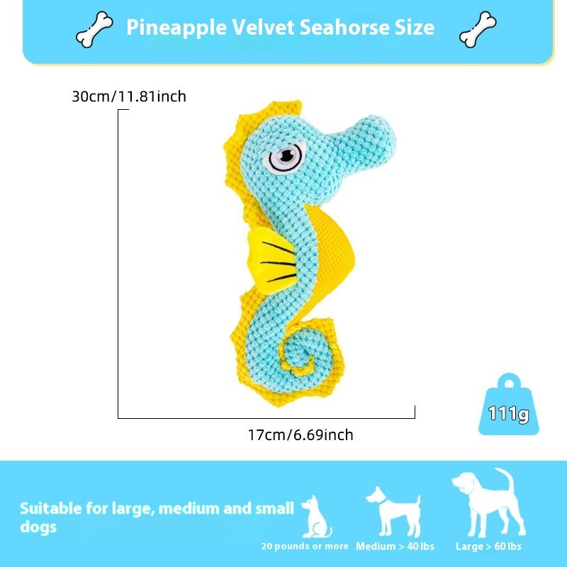 KFX-8077117 Vocal Plush Pet Toy - Bite-Resistant Seahorse & King Crab with Interactive Sounds