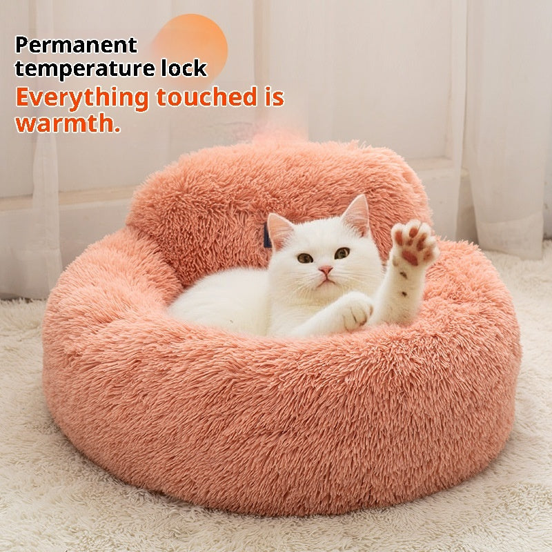 KFX-8077501 Winter Warm Breathable Pet Bed for Cats - Available in Light Gray, Dark Gray, Pink, Brown, Multiple Sizes