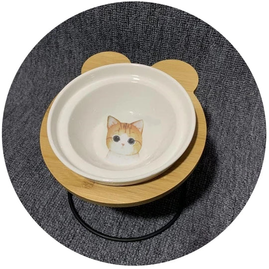 KFX-8077629 High-End Cartoon Ceramic Pet Bowl - Single and Double Sizes Available