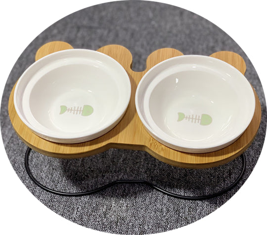 KFX-8077629 High-End Cartoon Ceramic Pet Bowl - Single and Double Sizes Available