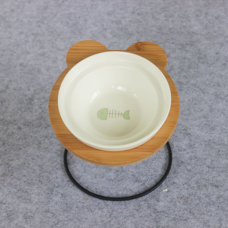 KFX-8077629 High-End Cartoon Ceramic Pet Bowl - Single and Double Sizes Available