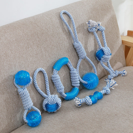 KFX-8078269 Cotton Rope Dog Chew Toy with TPR for Dental Care - Multiple Sizes Available