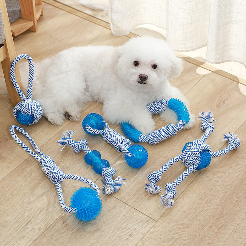 KFX-8078269 Cotton Rope Dog Chew Toy with TPR for Dental Care - Multiple Sizes Available