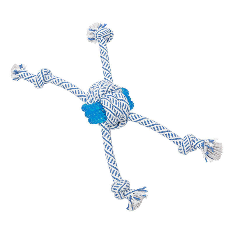 KFX-8078269 Cotton Rope Dog Chew Toy with TPR for Dental Care - Multiple Sizes Available