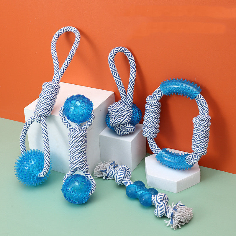 KFX-8078269 Cotton Rope Dog Chew Toy with TPR for Dental Care - Multiple Sizes Available