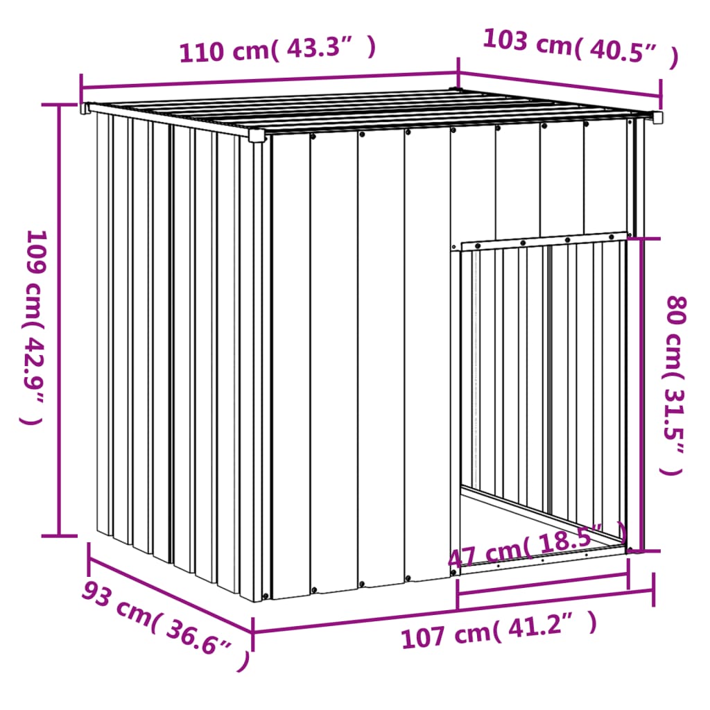 KFX-8081469 Spacious Galvanized Steel Doghouse with Roof for Safety and Comfort