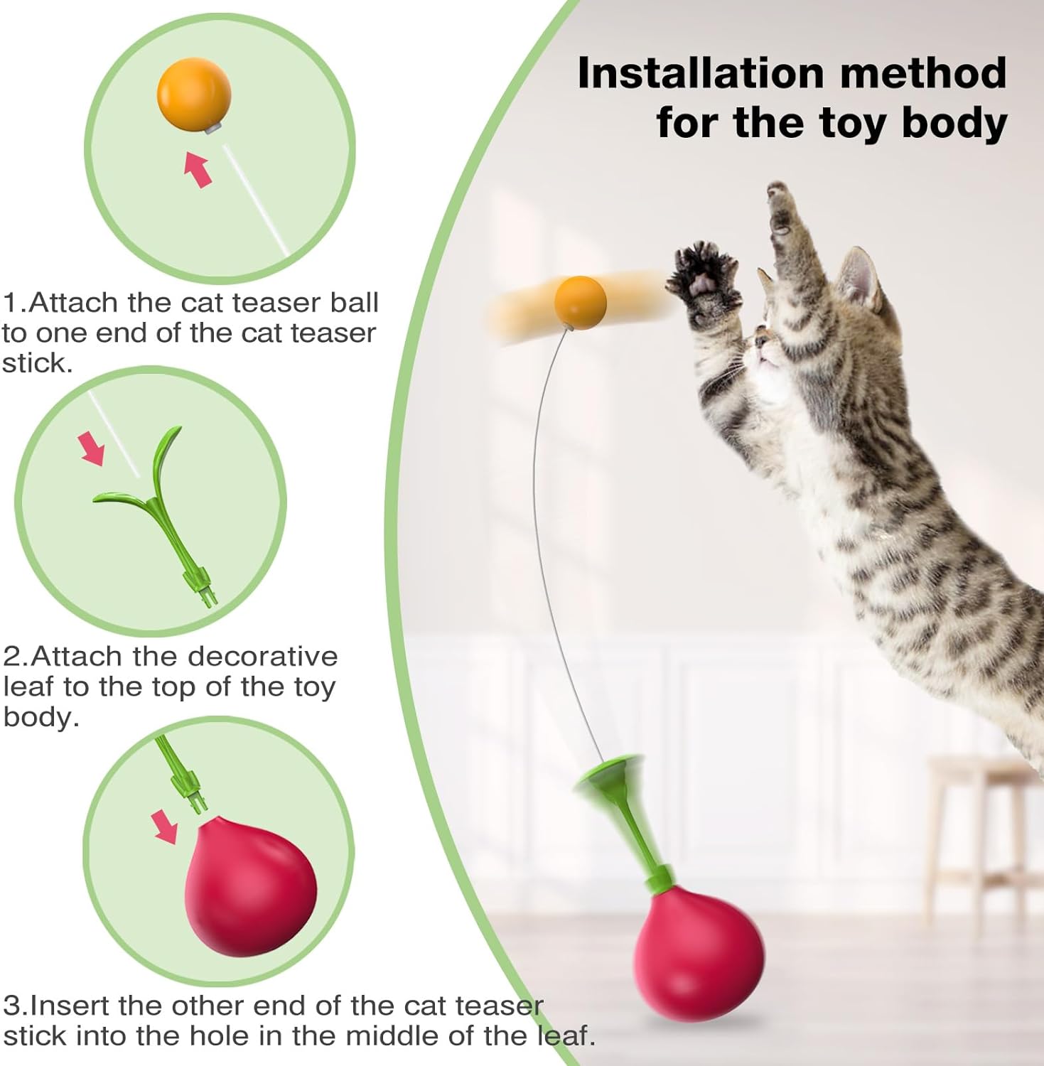 KFX-8081597 Interactive 2-in-1 Cat Toy with Rocking Feather and DIY Digging Hole for Indoor Cats