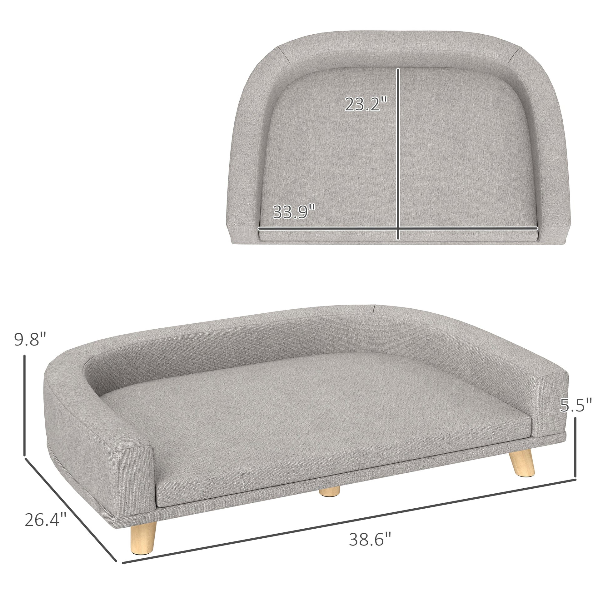 KFX-8081853 Large Dog and Cat Sofa Couch Bed with Washable Cushion in Gray