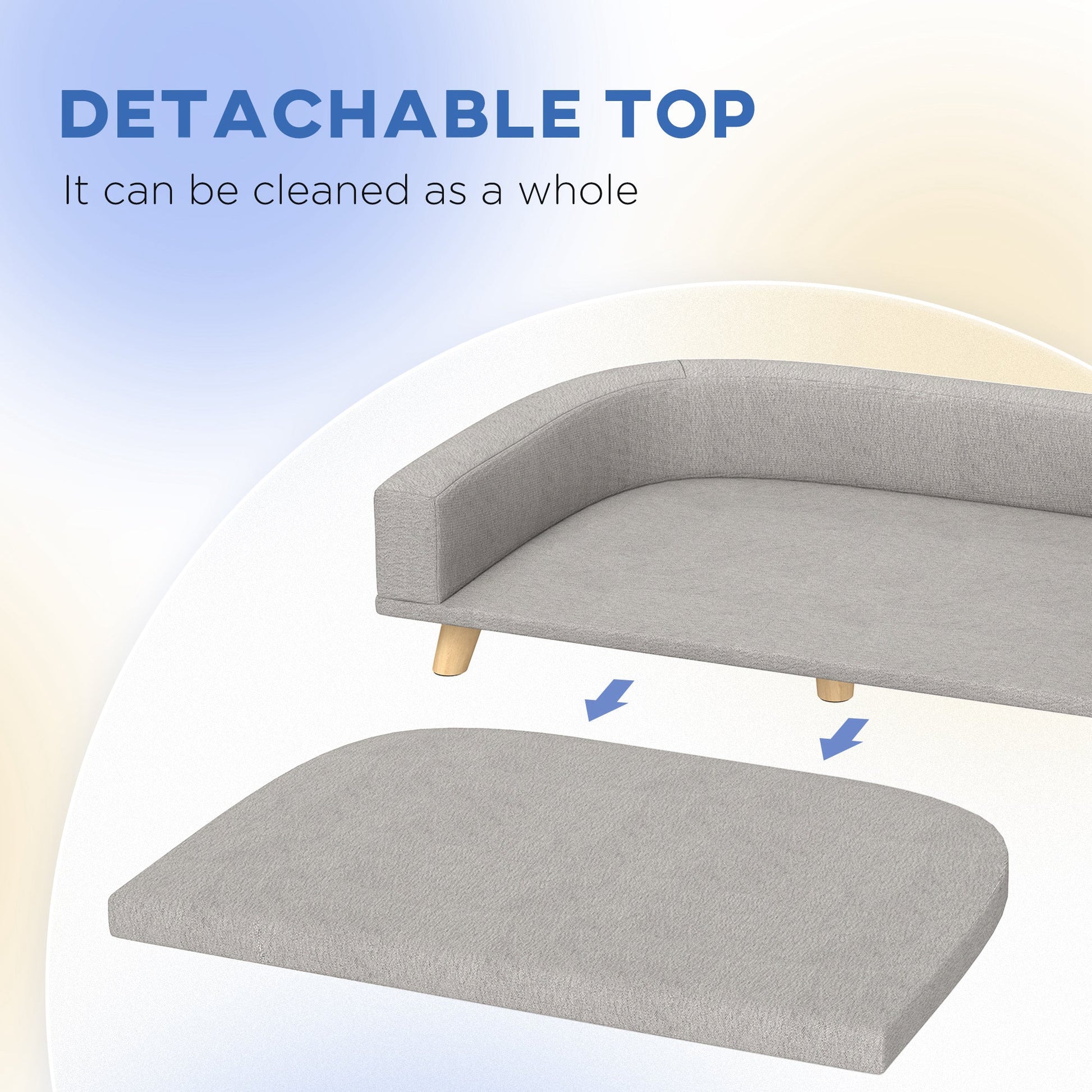 KFX-8081853 Large Dog and Cat Sofa Couch Bed with Washable Cushion in Gray