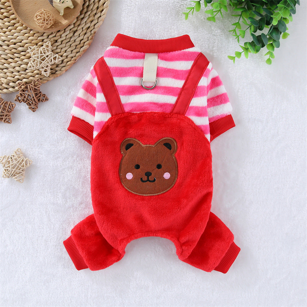 KFX-8082877 Cozy Red Flannel Four-Leg Pet Clothing for Dogs and Cats