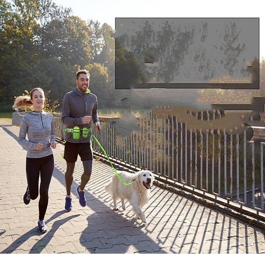KFX-8083005 Fluorescent Green, Red, Gray & Black Running Traction Belt Training Bag with Dog Bowl & Whistle