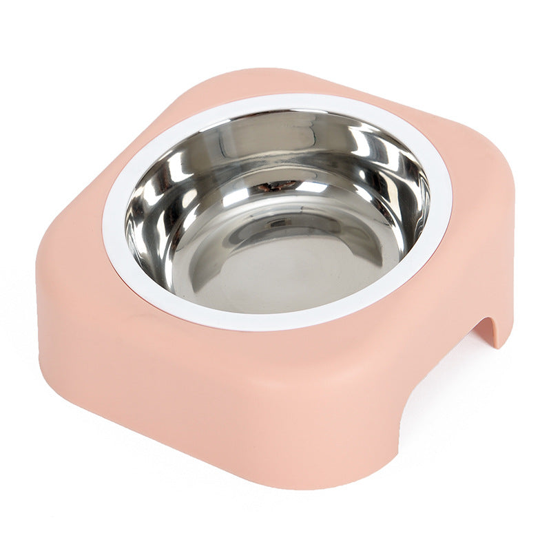 KFX-8083389 Stainless Steel Cat Food Tray - Slope Bowl in Pink, Blue, and Green - 17.5cm Width, 8cm Height