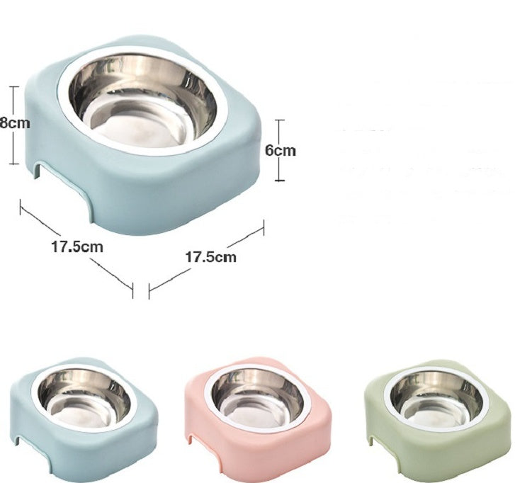 KFX-8083389 Stainless Steel Cat Food Tray - Slope Bowl in Pink, Blue, and Green - 17.5cm Width, 8cm Height