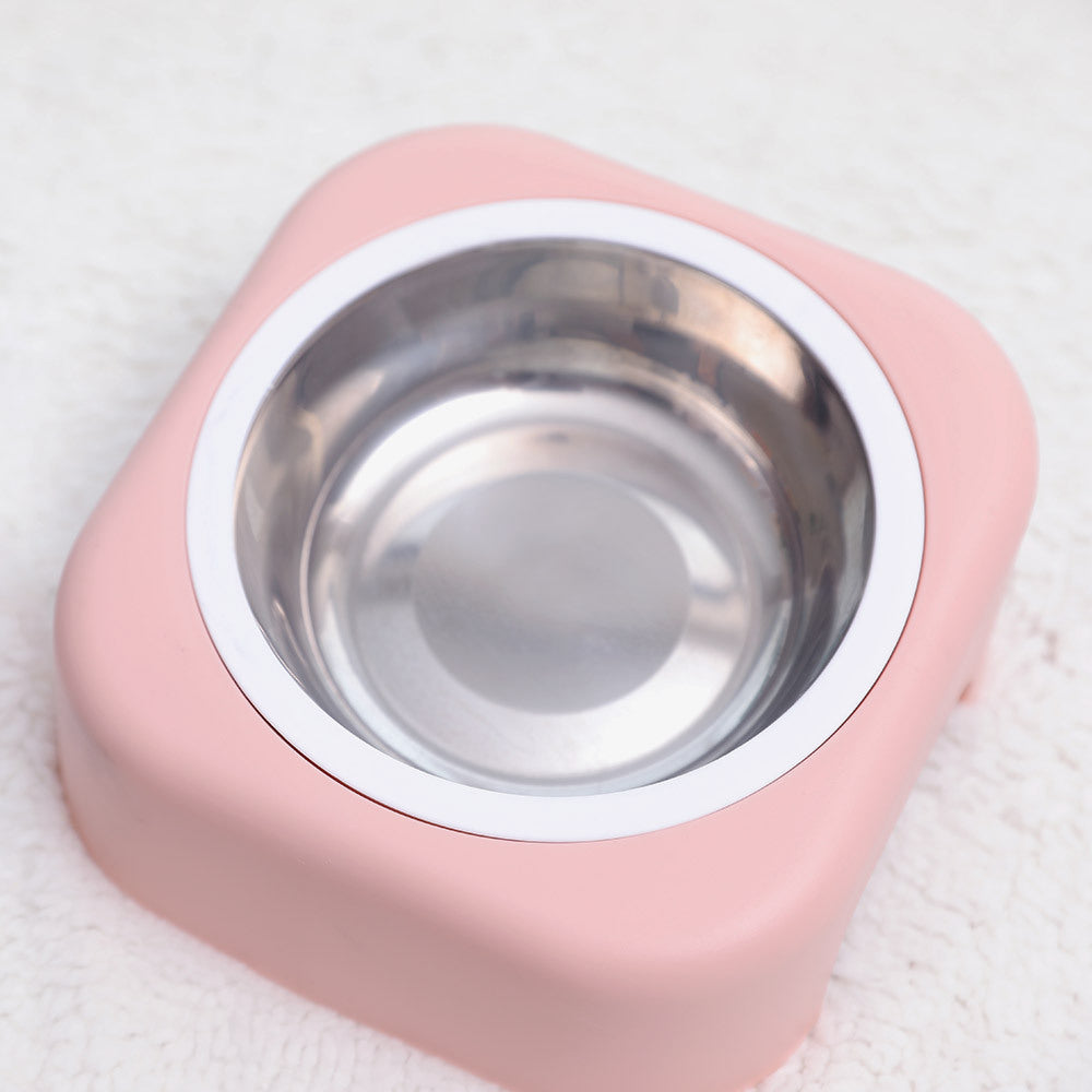 KFX-8083389 Stainless Steel Cat Food Tray - Slope Bowl in Pink, Blue, and Green - 17.5cm Width, 8cm Height