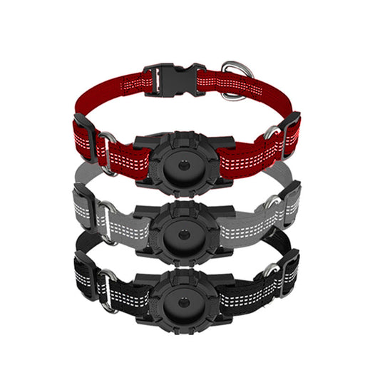 KFX-8085181 Adjustable Anti-Lost Pet Dog Collar - Nylon in Black, Red, Silver - Multiple Sizes Available