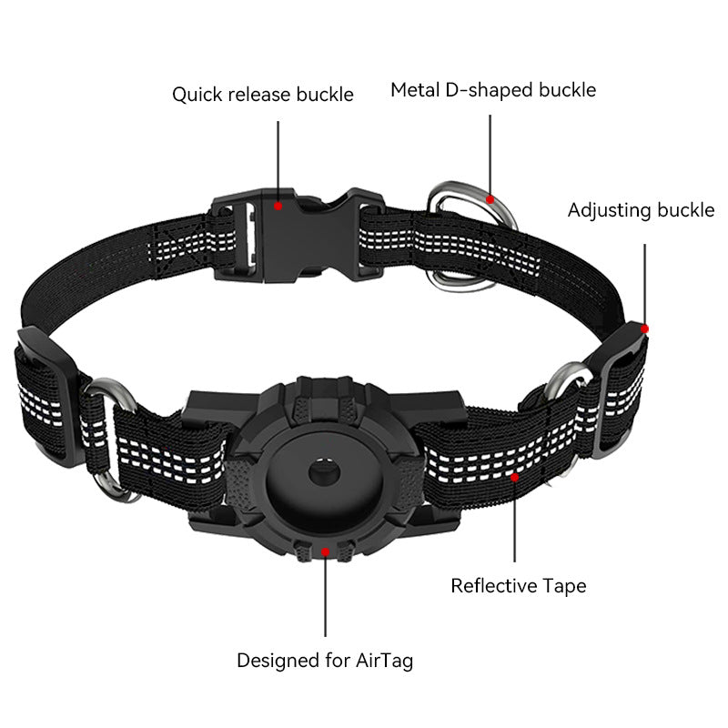 KFX-8085181 Adjustable Anti-Lost Pet Dog Collar - Nylon in Black, Red, Silver - Multiple Sizes Available