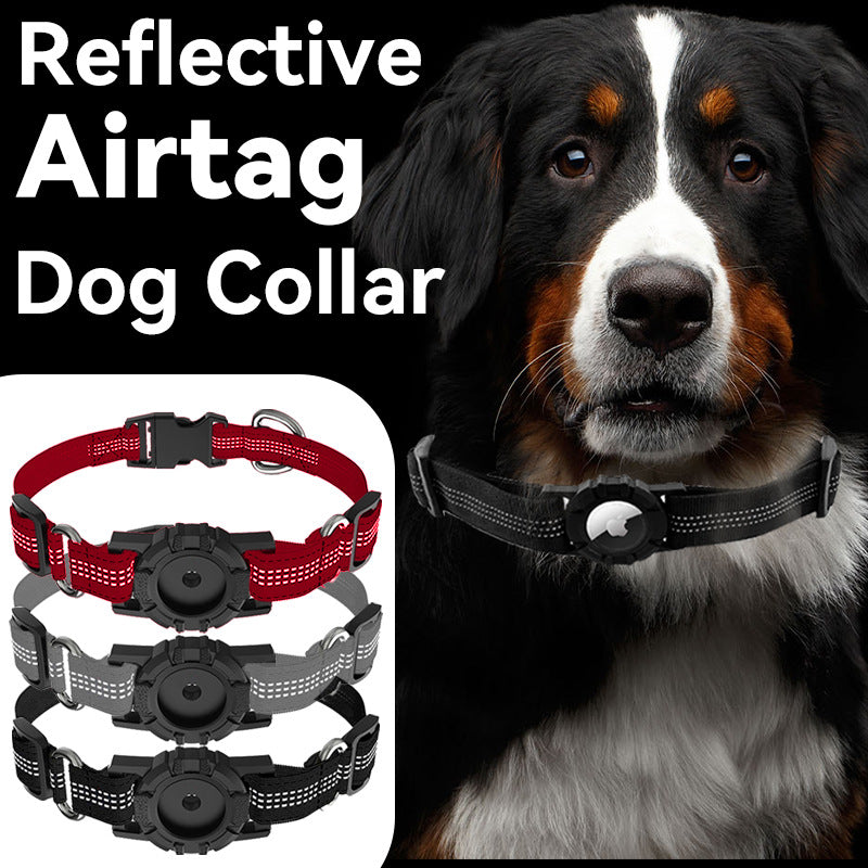 KFX-8085181 Adjustable Anti-Lost Pet Dog Collar - Nylon in Black, Red, Silver - Multiple Sizes Available