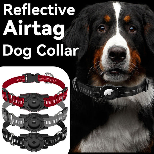 KFX-8085181 Adjustable Anti-Lost Pet Dog Collar - Nylon in Black, Red, Silver - Multiple Sizes Available