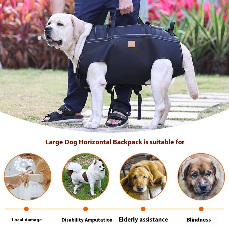 KFX-8085437 Soft Oxford Cloth Pet Backpack for Medium and Large Dogs - Black, Sizes XL-3XL