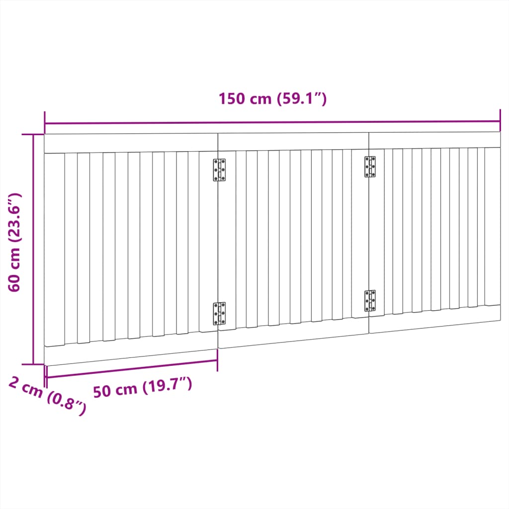 KFX-8088253 Foldable 3-Panel Dog Gate in Poplar Wood - 150 cm Long Activity Barrier
