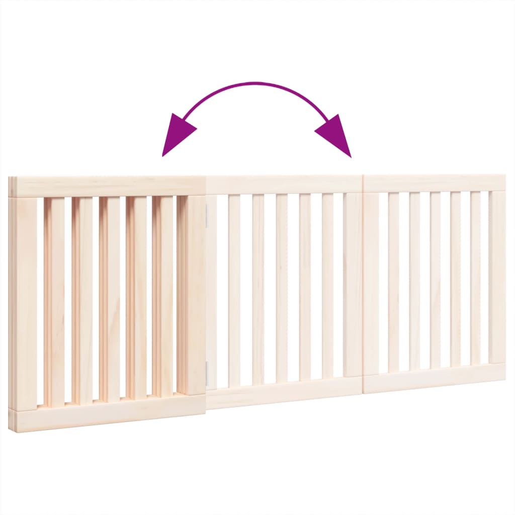 KFX-8088253 Foldable 3-Panel Dog Gate in Poplar Wood - 150 cm Long Activity Barrier