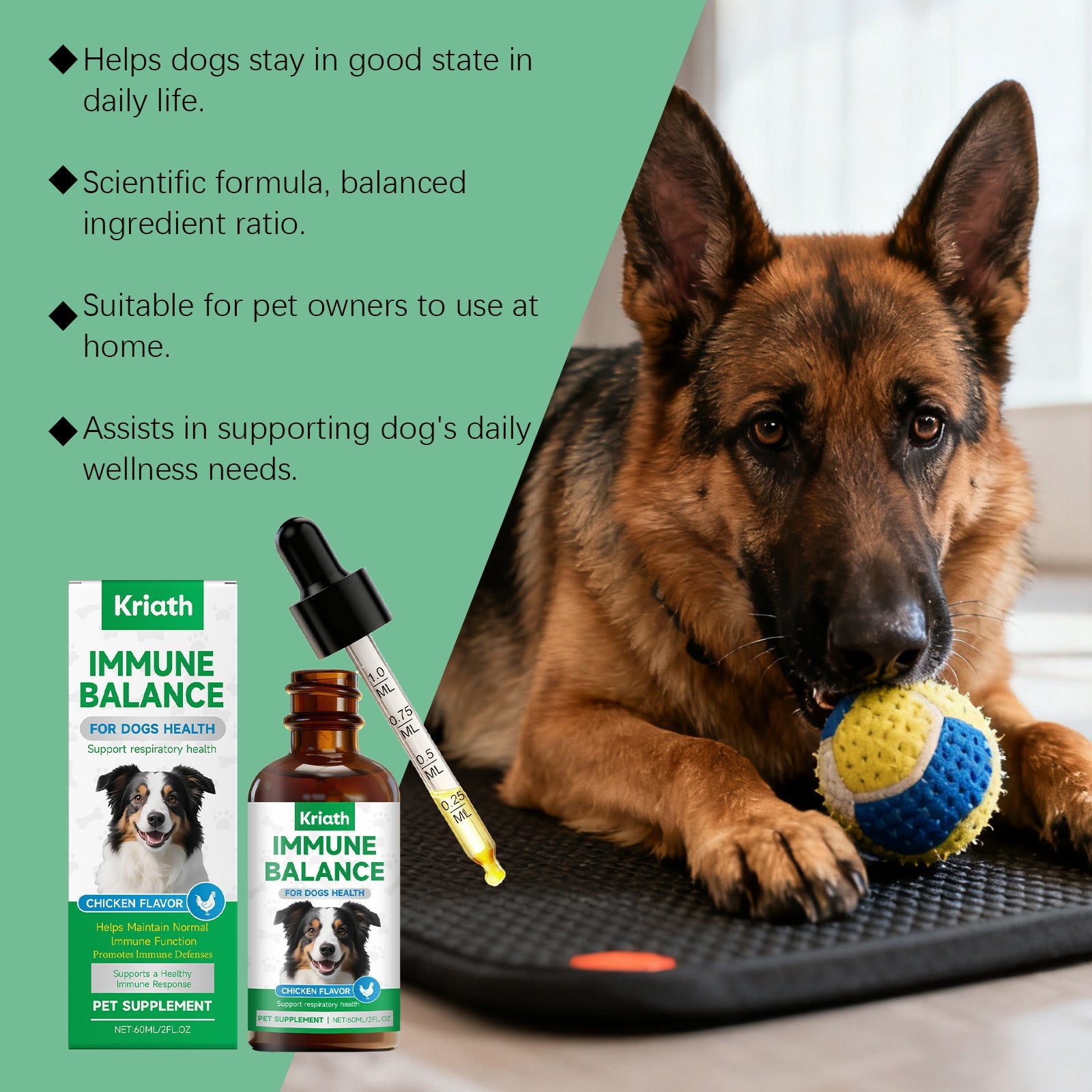 KFX-8089021 Immune Support Herbal Drops for Dogs with Cranberry, Echinacea, and Oregano Extract