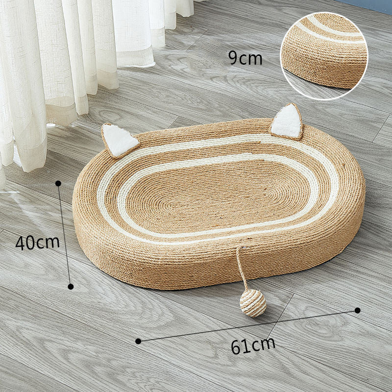 KFX-8089149 Oversized Cat Scratch Board Nest with Thickened Sisal Cushion and Flap Ears