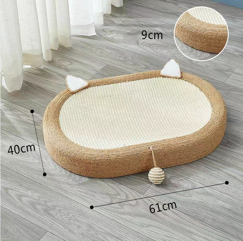 KFX-8089149 Oversized Cat Scratch Board Nest with Thickened Sisal Cushion and Flap Ears
