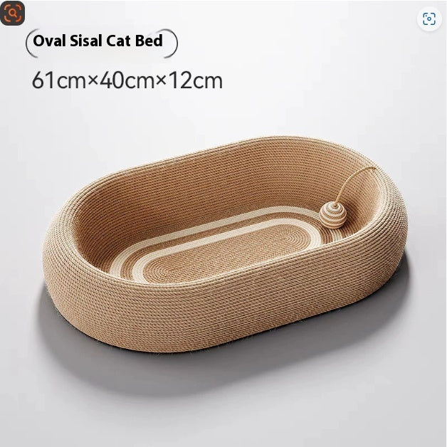KFX-8089149 Oversized Cat Scratch Board Nest with Thickened Sisal Cushion and Flap Ears