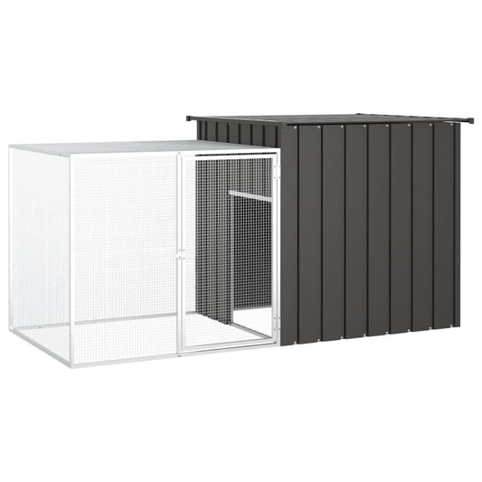 KFX-8090557 Anthracite Galvanized Steel Rabbit Cage 200x91x100 cm with Wire Mesh Enclosure