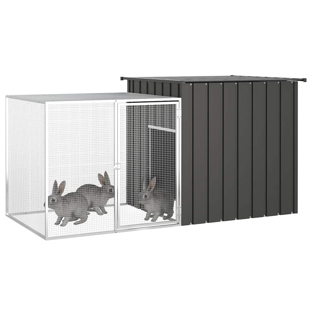 KFX-8090557 Anthracite Galvanized Steel Rabbit Cage 200x91x100 cm with Wire Mesh Enclosure