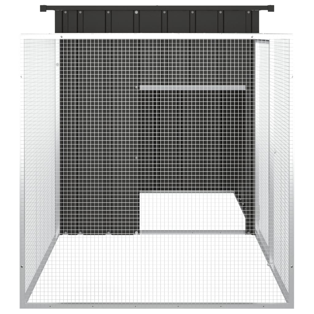 KFX-8090557 Anthracite Galvanized Steel Rabbit Cage 200x91x100 cm with Wire Mesh Enclosure