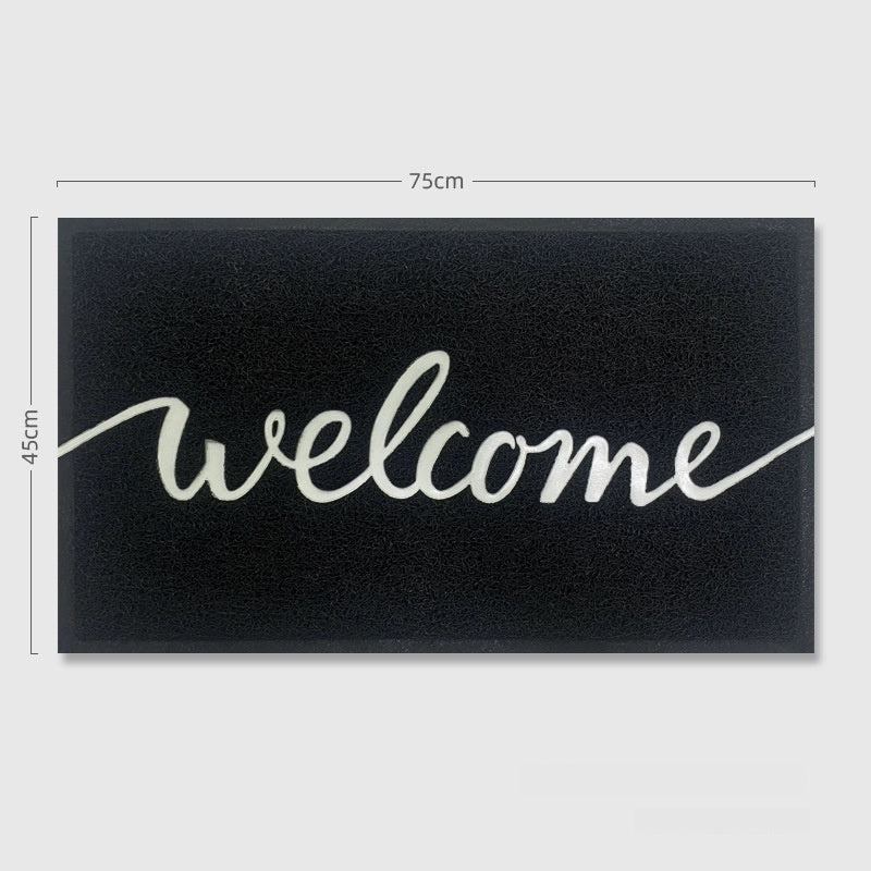 KFX-8090813 Solid Color PVC Loop Door Entry Mat - Rectangle Household Floor Mat (Black, Gray, Welcome)