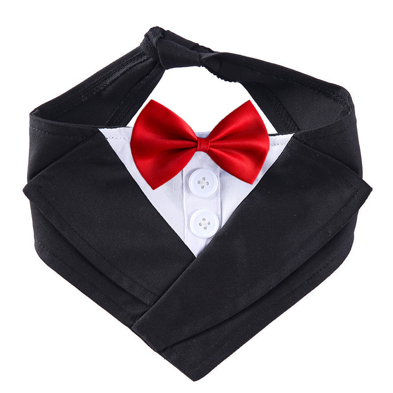 KFX-8091197 Stylish Dog Bow Tie Bib, Adjustable Neck Size in Red, Wine Red, and Black