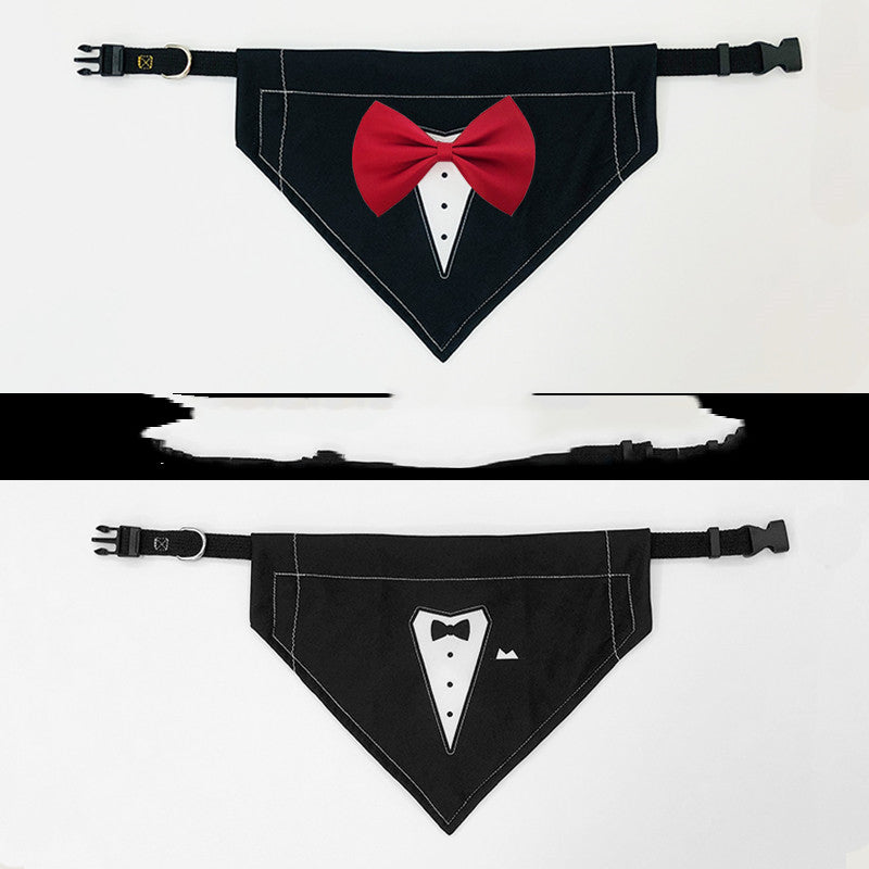 KFX-8091197 Stylish Dog Bow Tie Bib, Adjustable Neck Size in Red, Wine Red, and Black