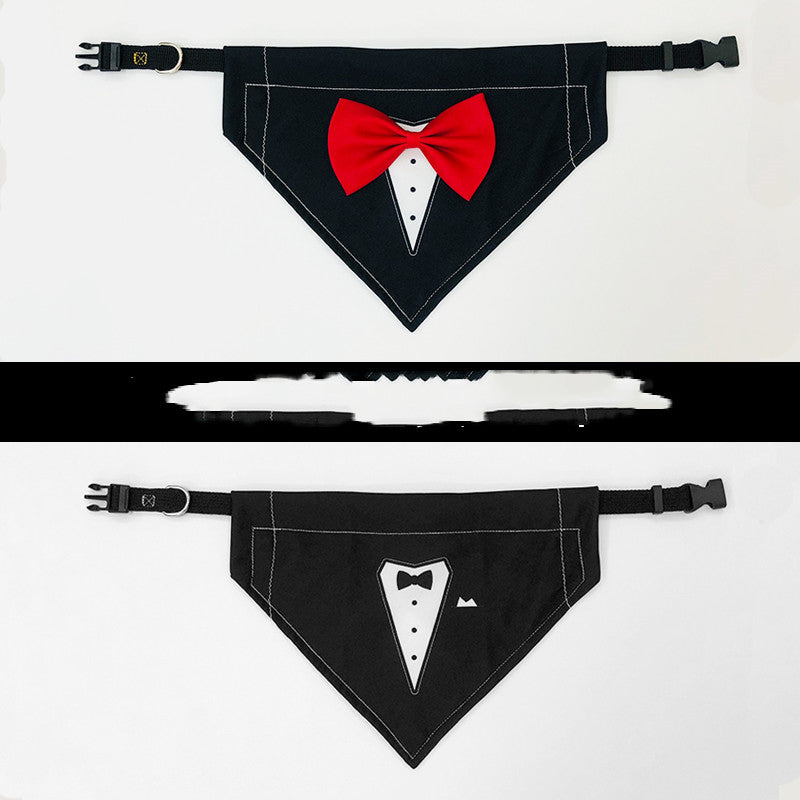 KFX-8091197 Stylish Dog Bow Tie Bib, Adjustable Neck Size in Red, Wine Red, and Black
