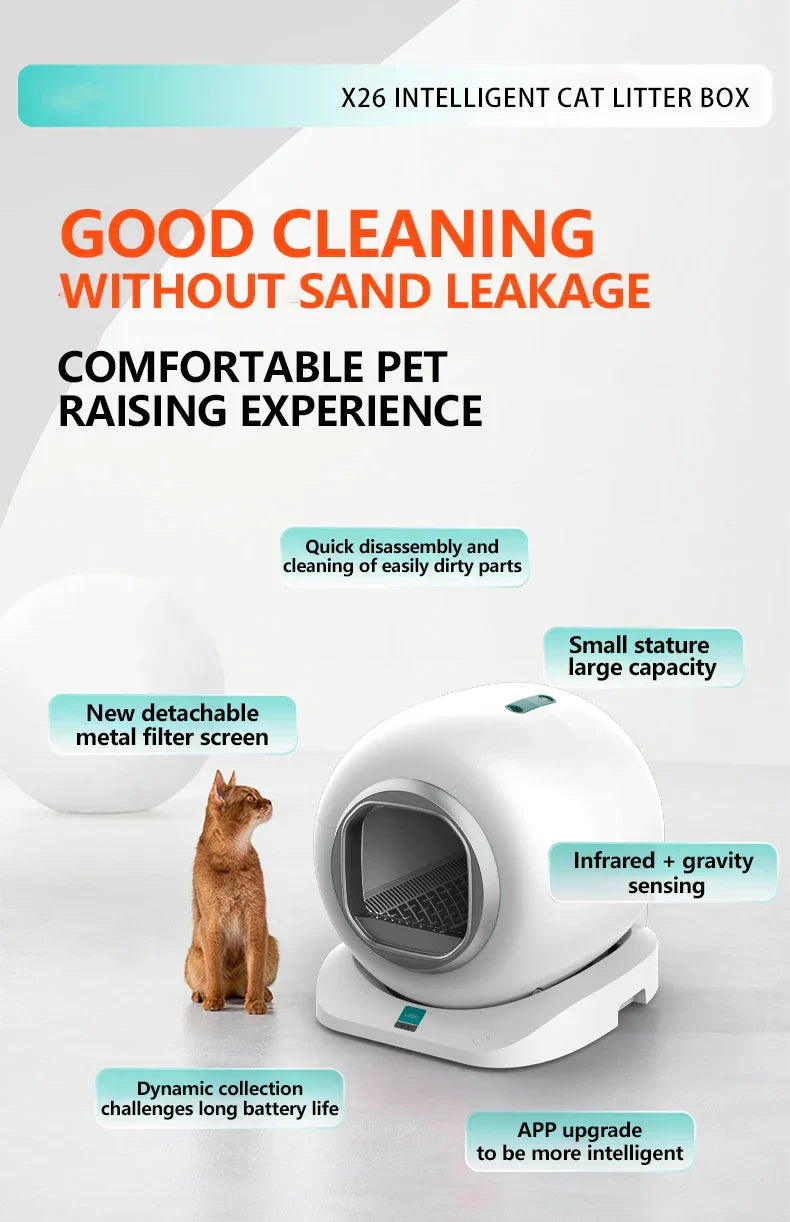 KFX-809235 Smart Self-Cleaning Cat Litter Box for Easy Maintenance - Compatible For Multiple Cats, 9L Capacity