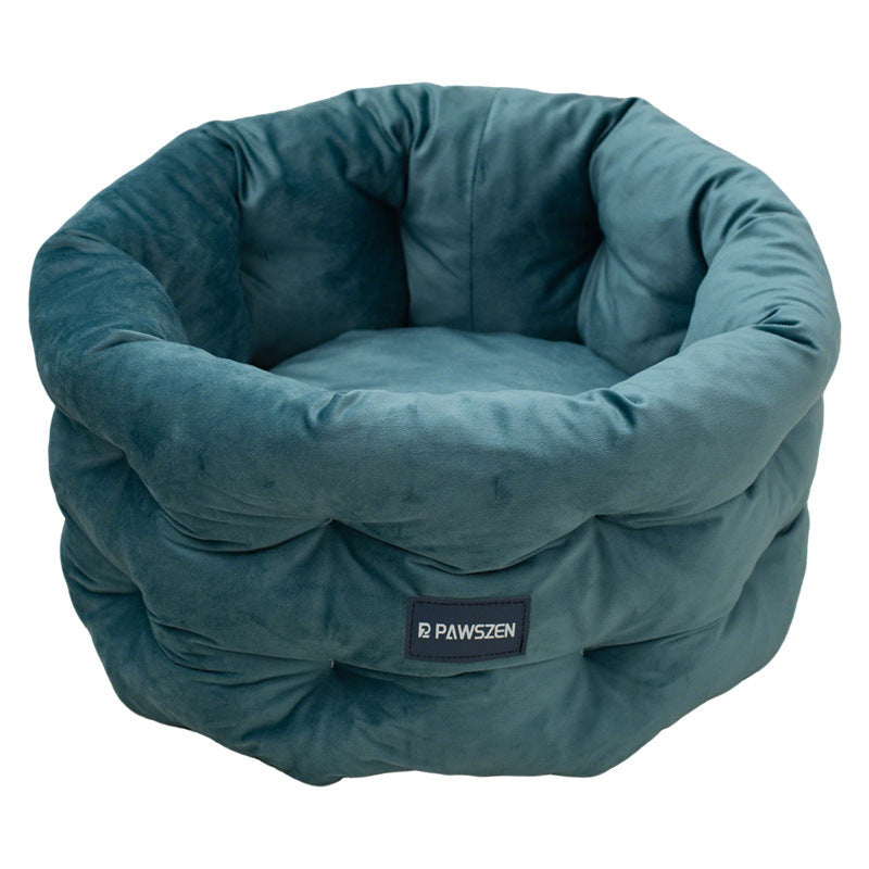 KFX-8092989 Cozy Winter Warm Pet Bed for Cats and Dogs - Medium & Large Sizes in Emerald Blue, Khaki, and Beige