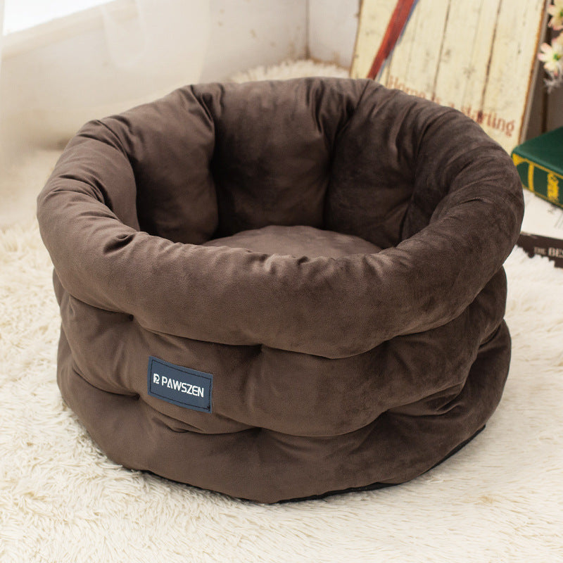 KFX-8092989 Cozy Winter Warm Pet Bed for Cats and Dogs - Medium & Large Sizes in Emerald Blue, Khaki, and Beige