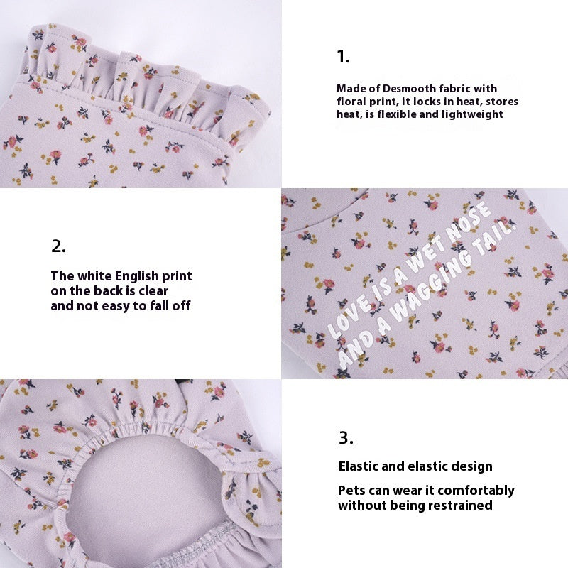 KFX-8094013 Floral Dog Undershirt with Skirt for Small Breeds in Light Purple and Apricot