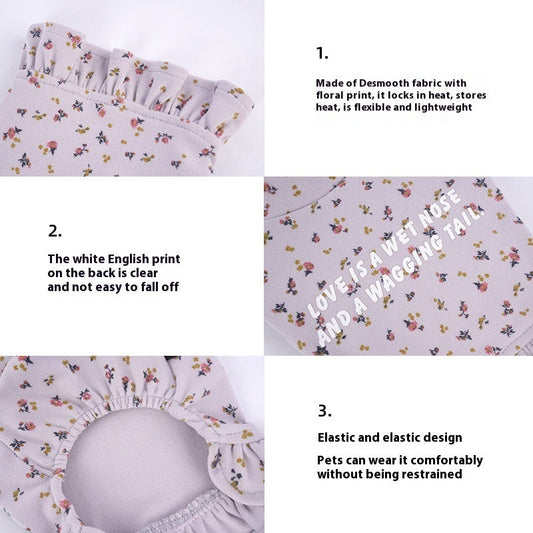 KFX-8094013 Floral Dog Undershirt with Skirt for Small Breeds in Light Purple and Apricot