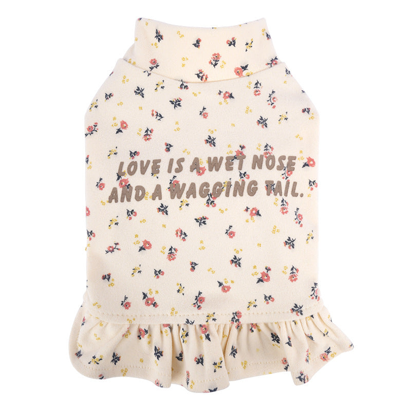 KFX-8094013 Floral Dog Undershirt with Skirt for Small Breeds in Light Purple and Apricot