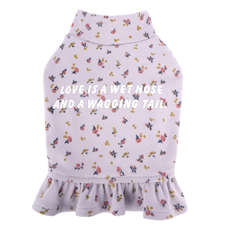 KFX-8094013 Floral Dog Undershirt with Skirt for Small Breeds in Light Purple and Apricot