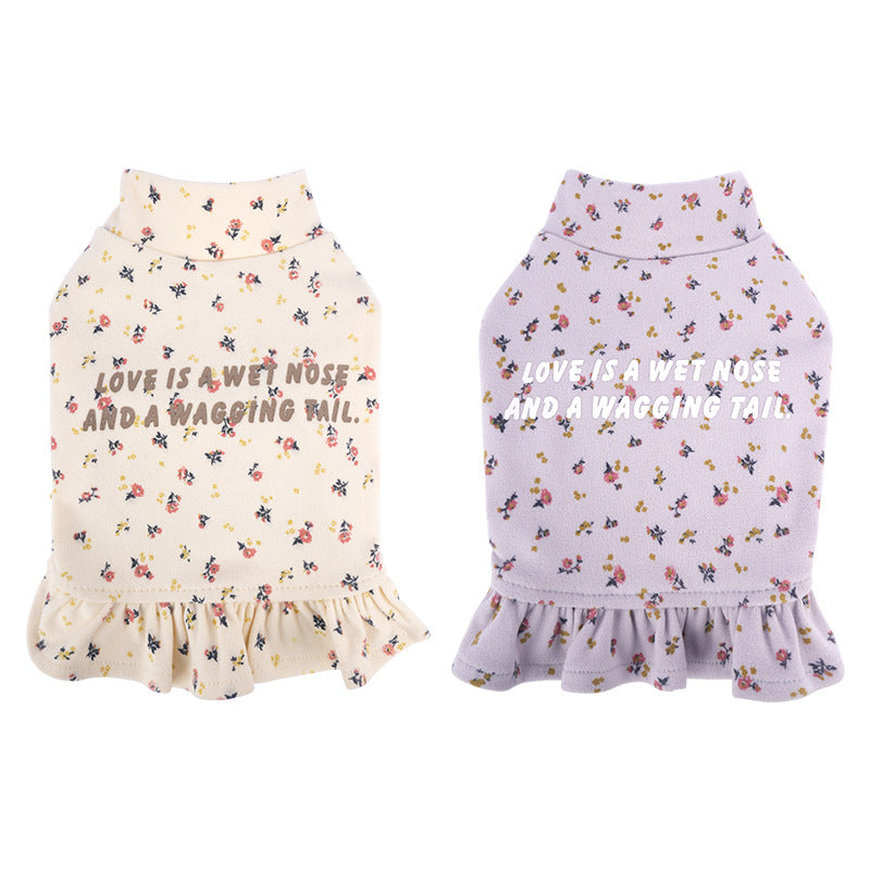 KFX-8094013 Floral Dog Undershirt with Skirt for Small Breeds in Light Purple and Apricot