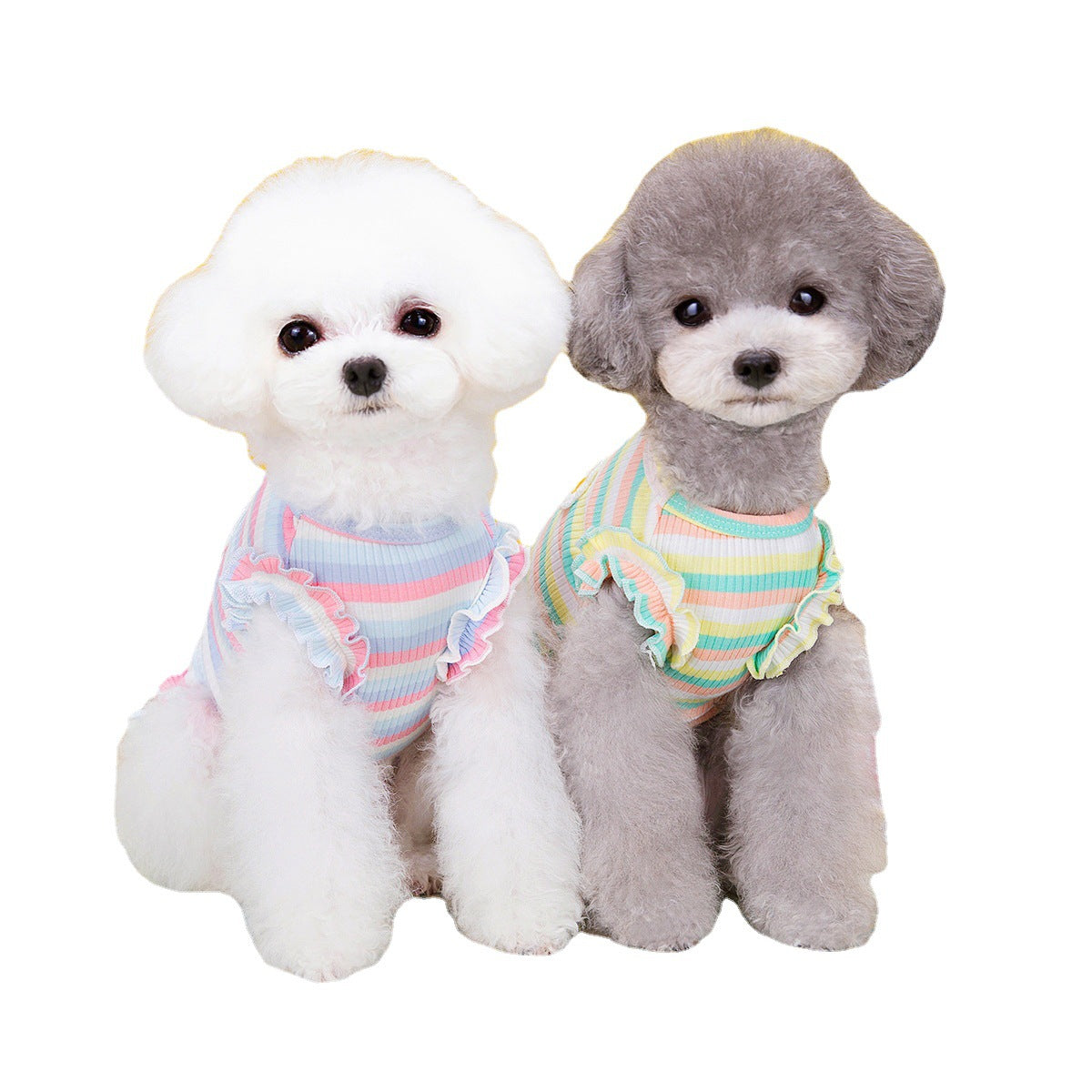 KFX-8094525 Casual Summer Pet Clothing for Small Dogs - Purple and Green Stripes