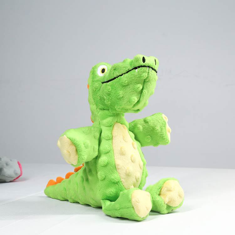 KFX-8097341 Pet Toy - Bite-resistant Plush Stuffed Animal in Green Crocodile, Gray Elephant, and Blue Shark