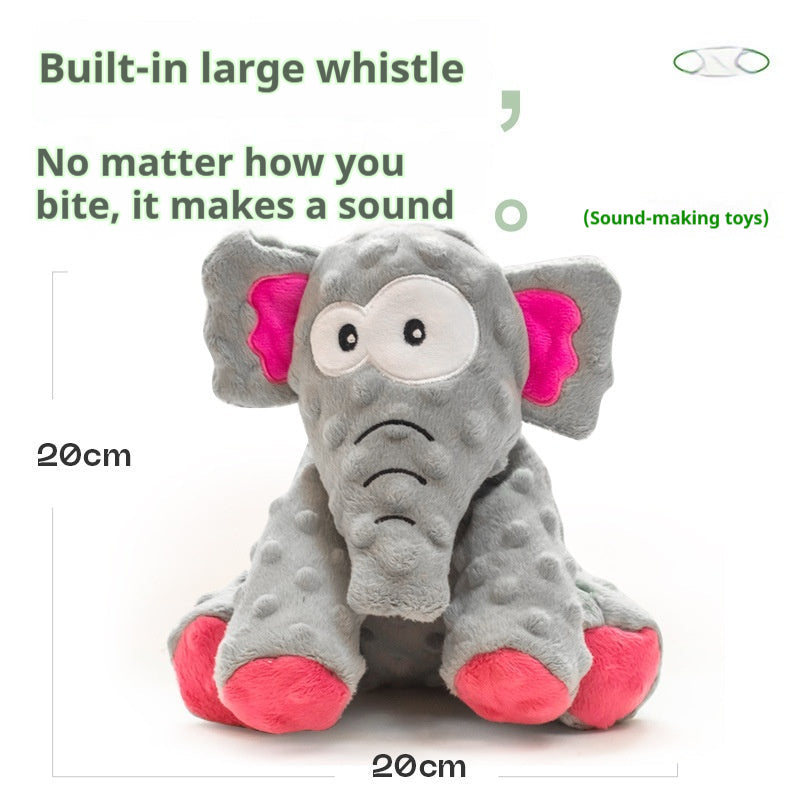 KFX-8097341 Pet Toy - Bite-resistant Plush Stuffed Animal in Green Crocodile, Gray Elephant, and Blue Shark