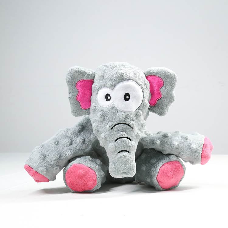 KFX-8097341 Pet Toy - Bite-resistant Plush Stuffed Animal in Green Crocodile, Gray Elephant, and Blue Shark