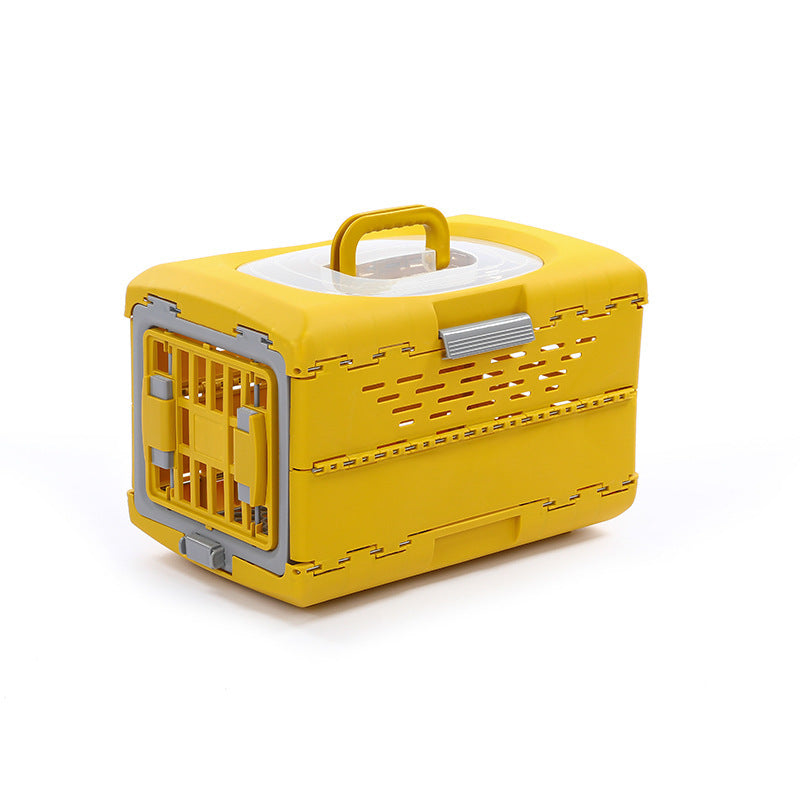 KFX-8098365 Portable Pet Flight Case - Folding Design, Hard PP Material, Small & Large Sizes in Van Gogh Gold and Far Peak Blue